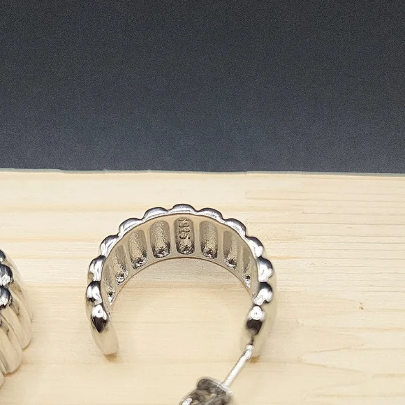 Elegant Silver Hoop Earrings - Picture 3 of 4